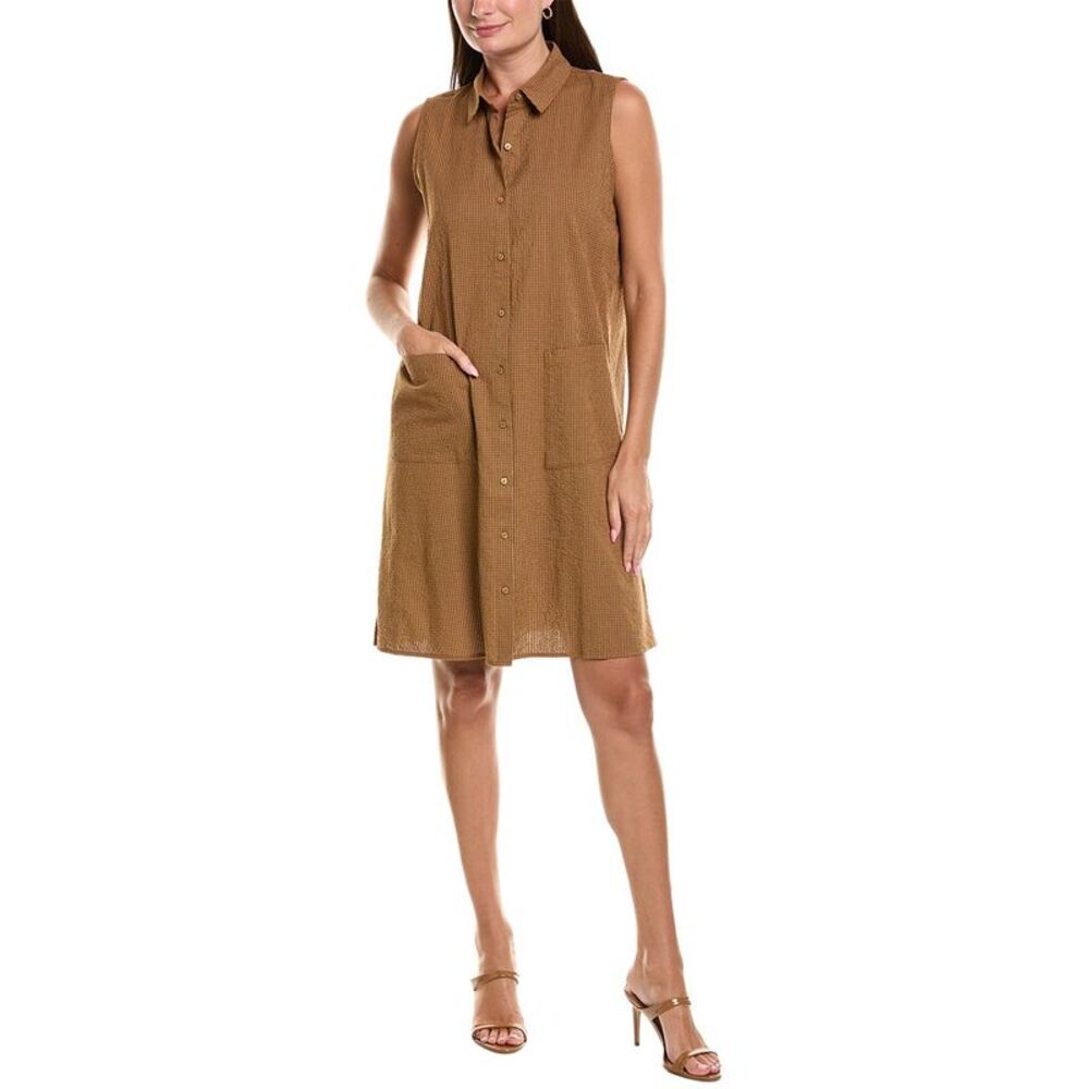 Eileen Fisher Womens  Classic Collar Dress, Brown